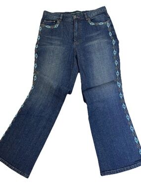 Ralph Lauren Dark Blue Flare Jeans with Turquoise Beaded Side Trim